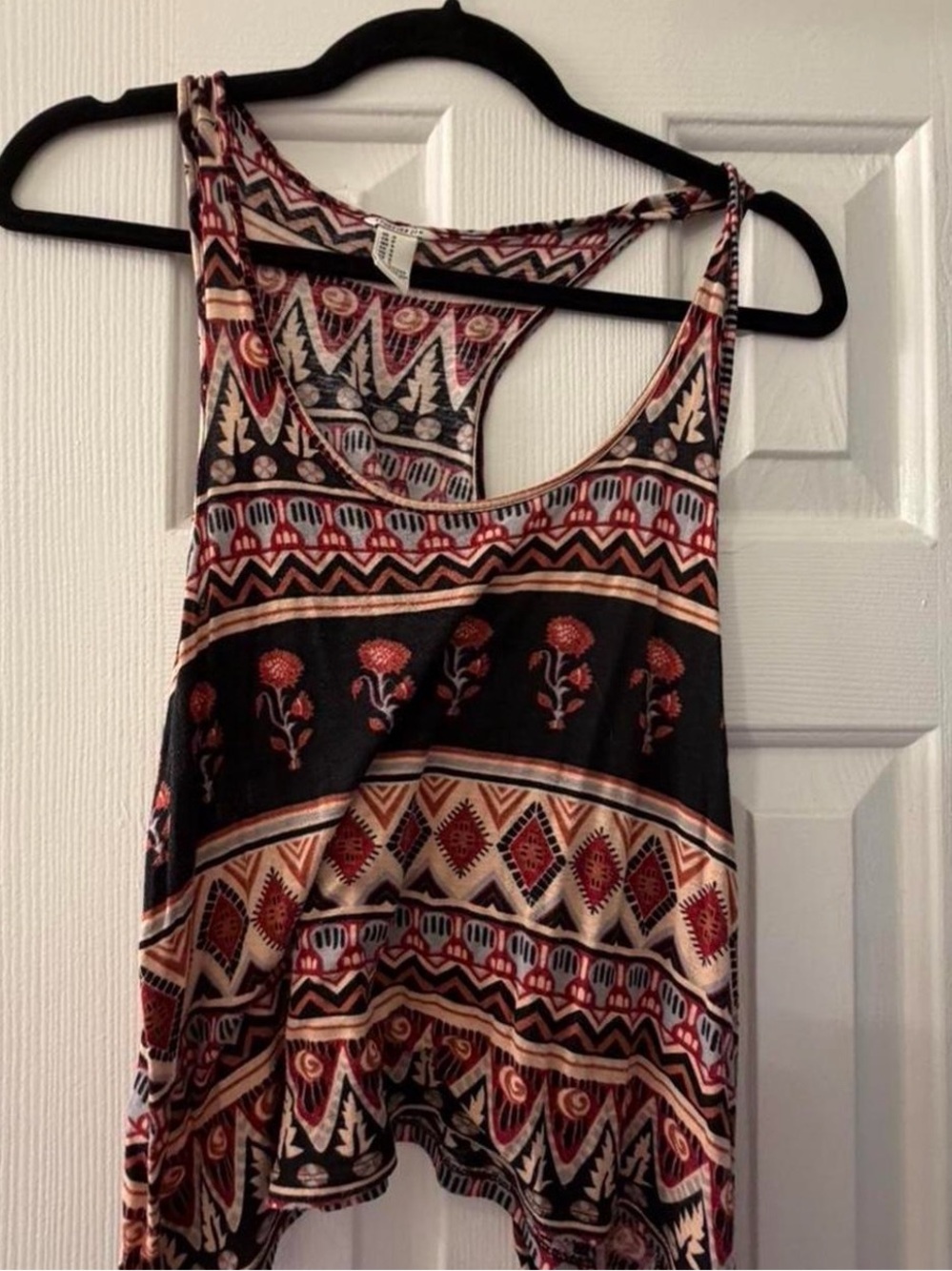 Forever 21 Black Tank Top with Rust & Cream Aztec Print